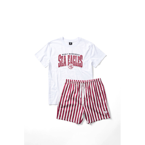 Manly Warringah Sea Eagles NRL Gift Adult T-shirt & Shorts Pj Set