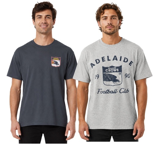 Adelaide Crows Mens 2 Pack Vintage Tees