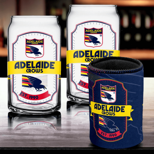Adelaide Crows Can Shaped Glasses with Can Cooler