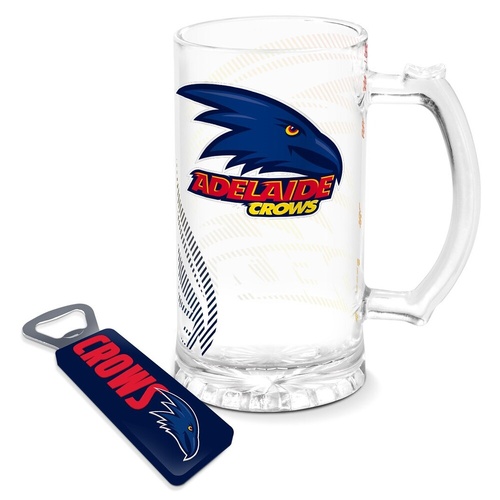 Adelaide Crows Stein Glass & Magnetic Bottle Opener