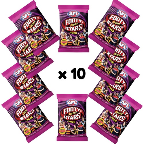 AFL Footy Stars 2026 Collector Cards - 10 Packs ( 10 x Pkts 9 Cards)