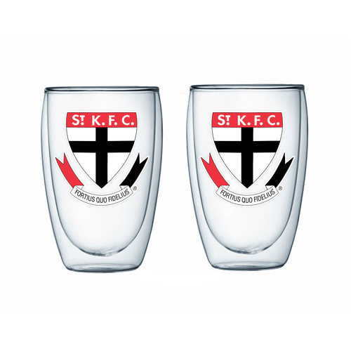 St Kilda Saints Set Of 2 Double Wall Glass