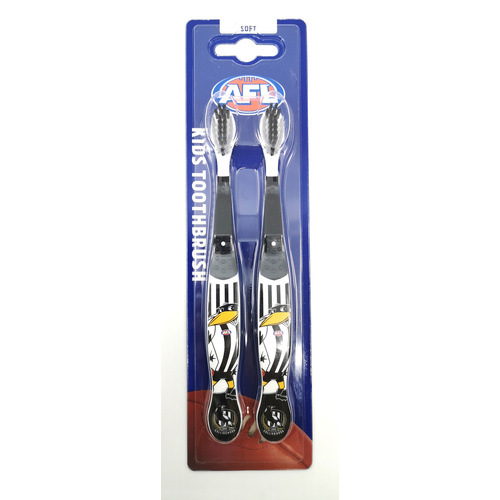 Collingwood Magpies AFL Mascot Kids Toothbrush - 2 Pack