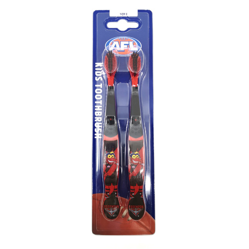 Essendon Bombers AFL Mascot Kids Toothbrush - 2 Pack