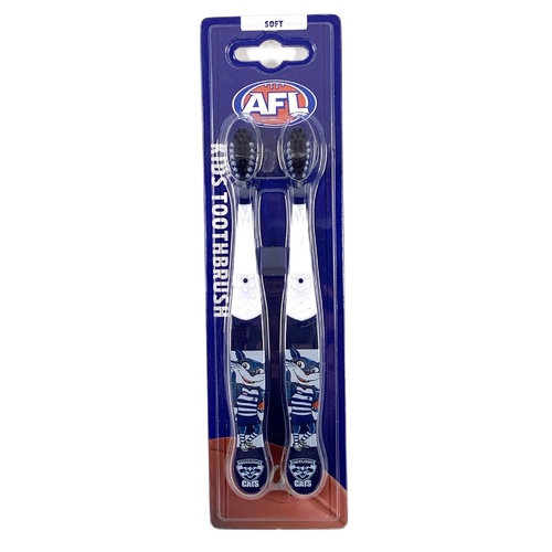 Geelong Cats AFL Mascot Kids Toothbrush - 2 Pack