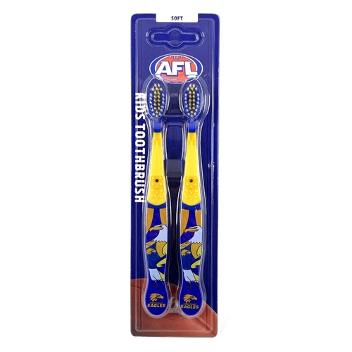 West Coast Eagles AFL Mascot Kids Toothbrush - 2 Pack