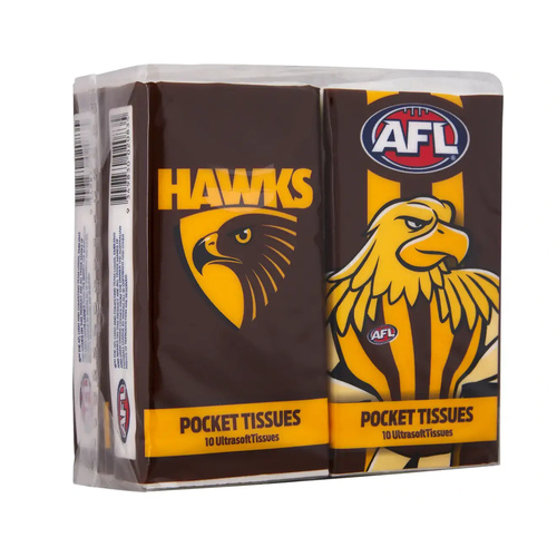 Hawthorn Hawks AFL Mascot Pocket Tissues - 4pk