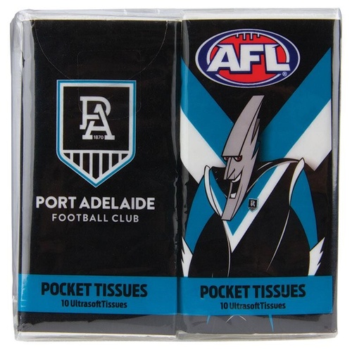 Port Adelaide Power AFL Mascot Pocket Tissues - 4pk