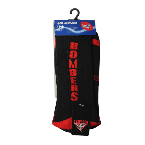Essendon Bombers 1 Pack Crew Socks