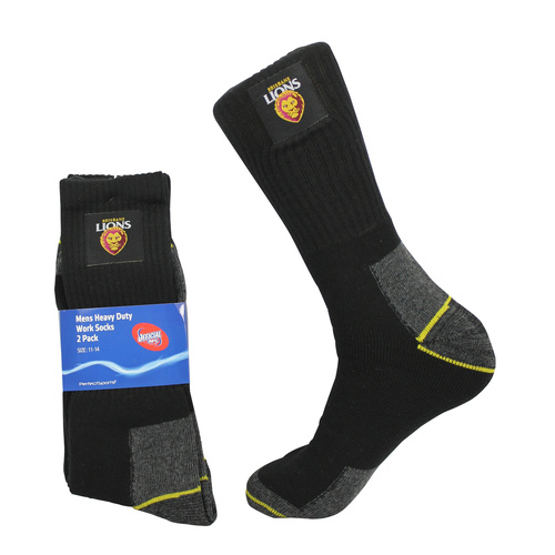 Brisbane Lions Mens Work Socks Pack of 2