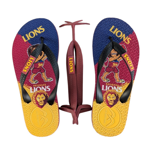 Brisbane Lions Kids Boomerangz Thongs w/extra Straps