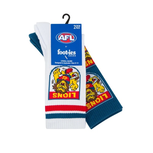 Brisbane Lions Retro Sneaker Sock 2 Pack