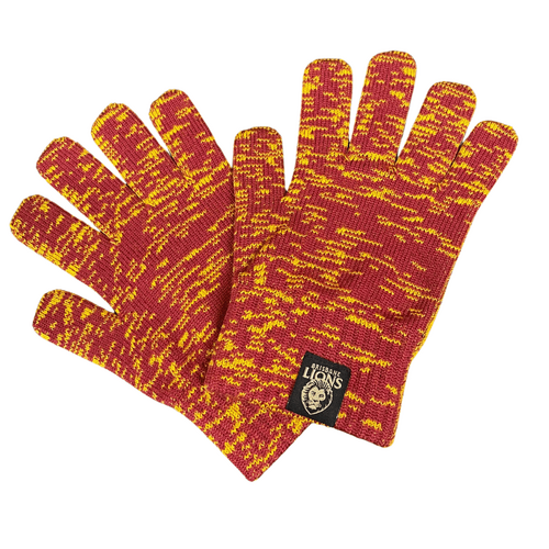 Brisbane Lions Adults Two Toned Woollen Gloves