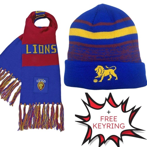 Brisbane Lions Beanie & Scarf Combo