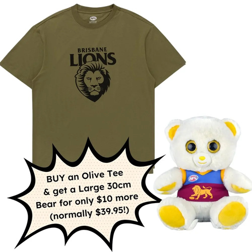 Brisbane Lions Olive Tee Discount Deal