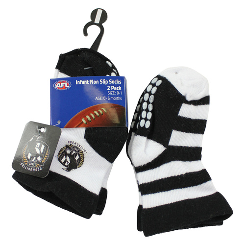 Collingwood Magpies Baby Socks 2 Pack