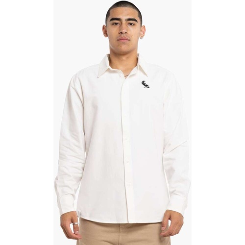 Collingwood Magpies Mens Embroidered Logo White Shirt