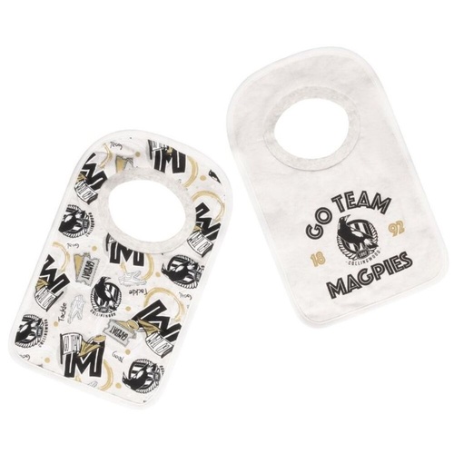 Collingwood Magpies Baby Go Team Bibs 2 Pk