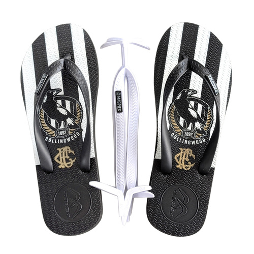 Collingwood Magpies Boomerangz Thongs w/extra Straps