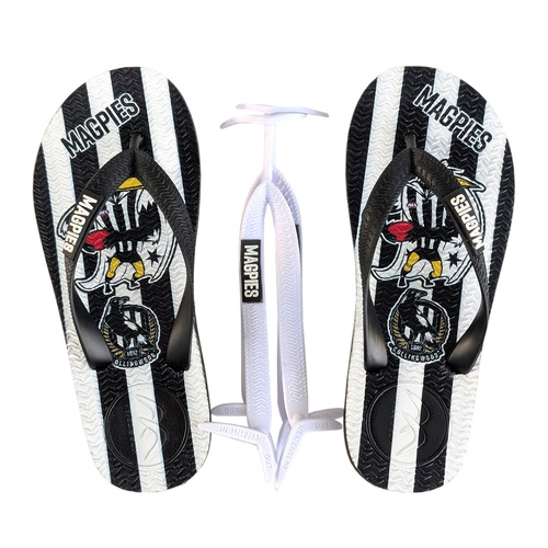 Collingwood Magpies Kids Boomerangz Thongs w/extra Straps