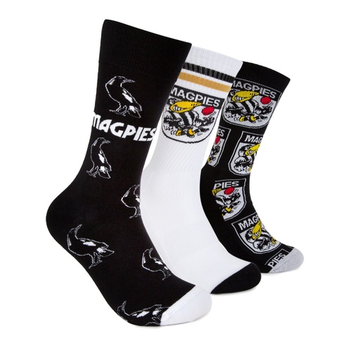Collingwood Magpies 3 Pack Socks Gift Box