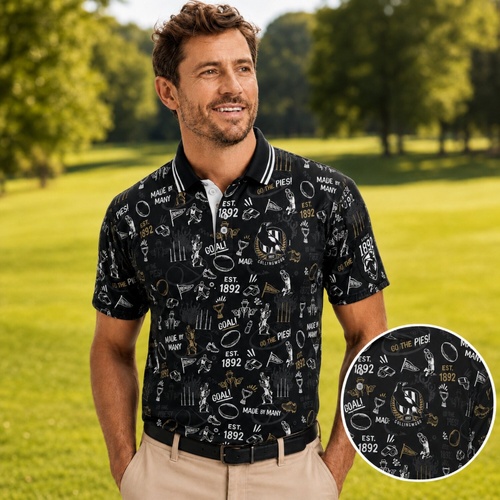 Collingwood Magpies Mens Scrambler Golf Polo