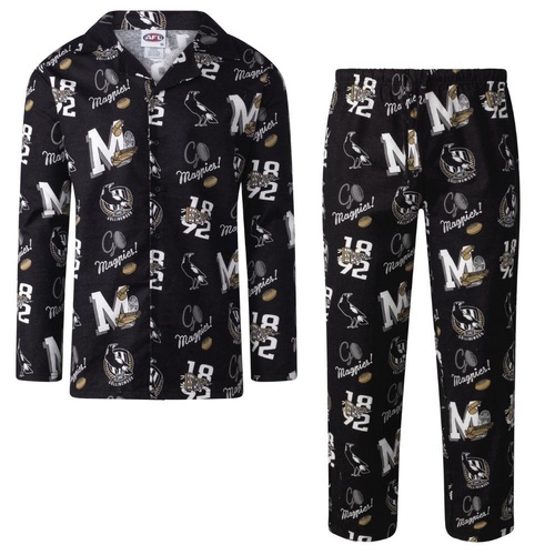 Collingwood Magpies Mens Flannel PJ Set Size:XL