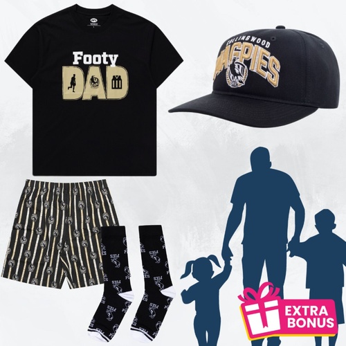Collingwood Magpies Dad Shirt/Socks/Cap Pack