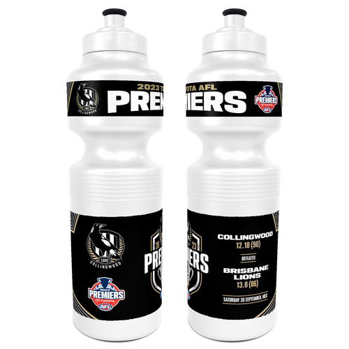 Collingwood Magpies 2023 Premiers Score Plastic Drink Bottle