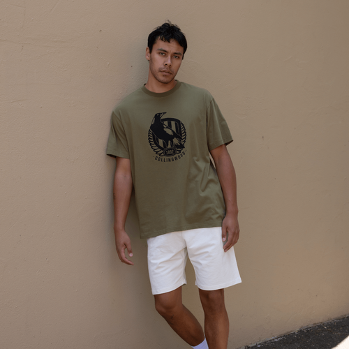 Collingwood Magpies Olive Logo Adults Tee
