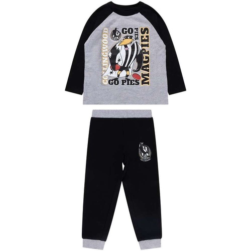Collingwood Magpies Kids Raglan Cuffed PJ Set