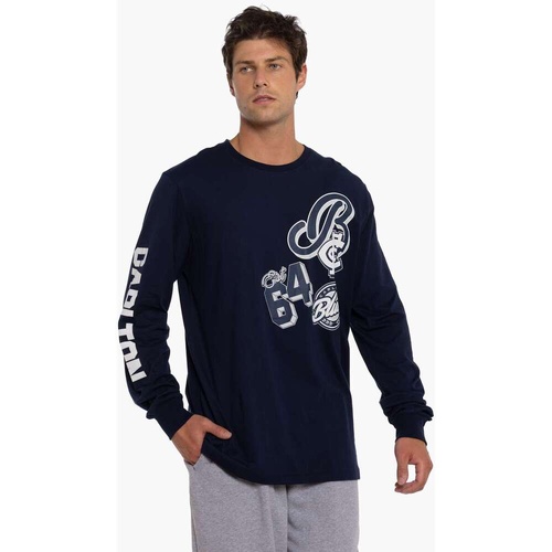 Carlton Blues Mens Patchwork Long Sleeve Tee