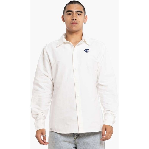 Carlton Blues Mens Embroidered Logo White Shirt
