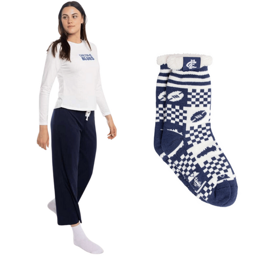 Carlton Blues Womens PJs & Bed Sock Set