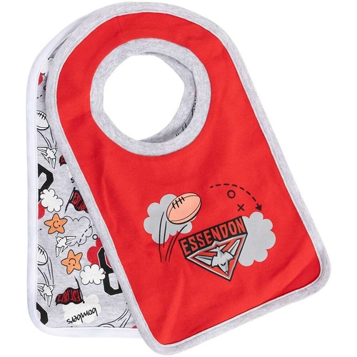 Essendon Bombers Baby Cloud 2Pk Bibs