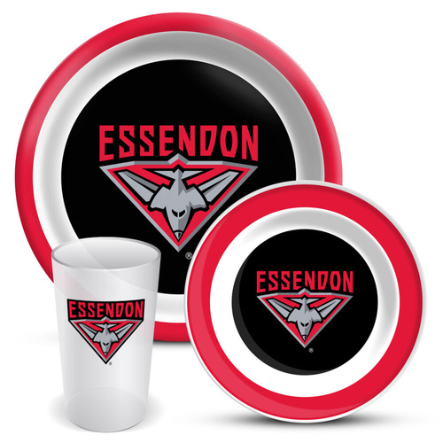 Essendon Bombers 3 Piece Melamine Dinner Set