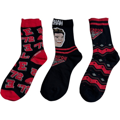 Essendon Bombers Sam Durham 3-Pk Socks Gift Set