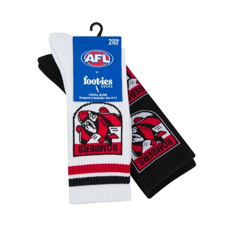 Essendon Bombers Retro Sneaker Sock 2 Pack