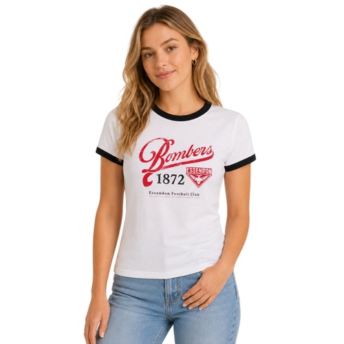 Essendon Bombers Womens Script Ringer Tee