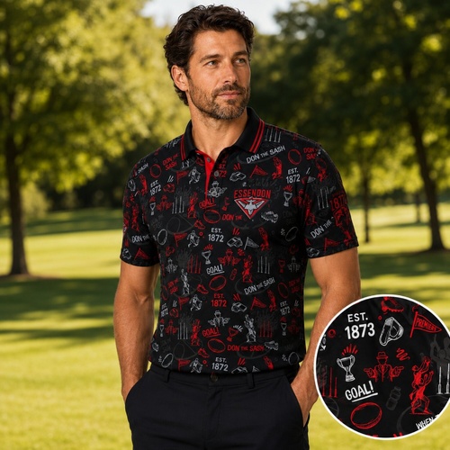Essendon Bombers Mens Scrambler Golf Polo