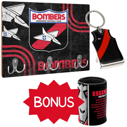 Essendon Bombers Key Rack & Key Ring Bundle
