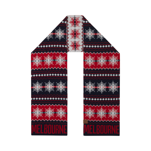 Melbourne Demons Snowflake Scarf - Premium Merino Wool