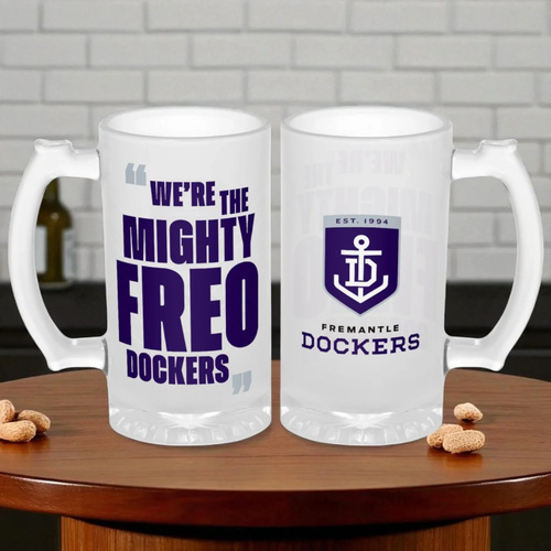 Fremantle Dockers Frosted Stein Glass