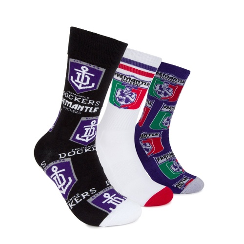 Fremantle Dockers 3 Pack Socks Gift Box