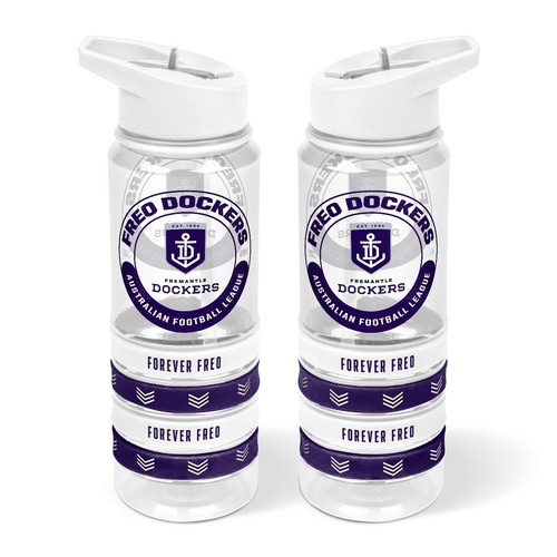 Fremantle Dockers Tritan Sports Bottle with Wrist Bands