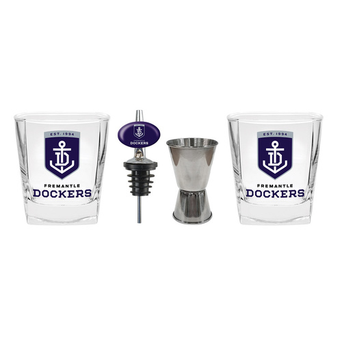 Fremantle Dockers Spirit Glasses with Pourer and Jigger