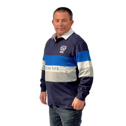 Geelong Cats Mens Paneled Rugby Top