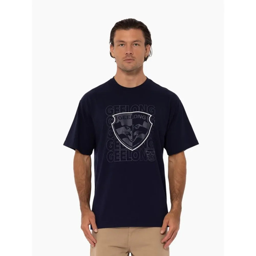 Geelong Cats Mens Two-Tone Logo Tee