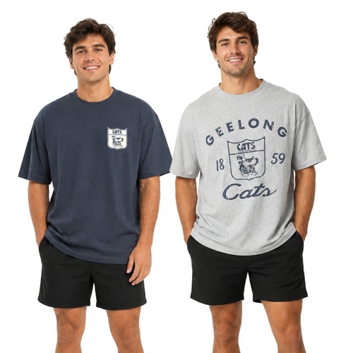 Geelong Cats Mens 2 Pack Vintage Tees