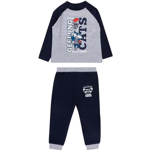 Geelong Cats Kids Raglan Cuffed PJ Set